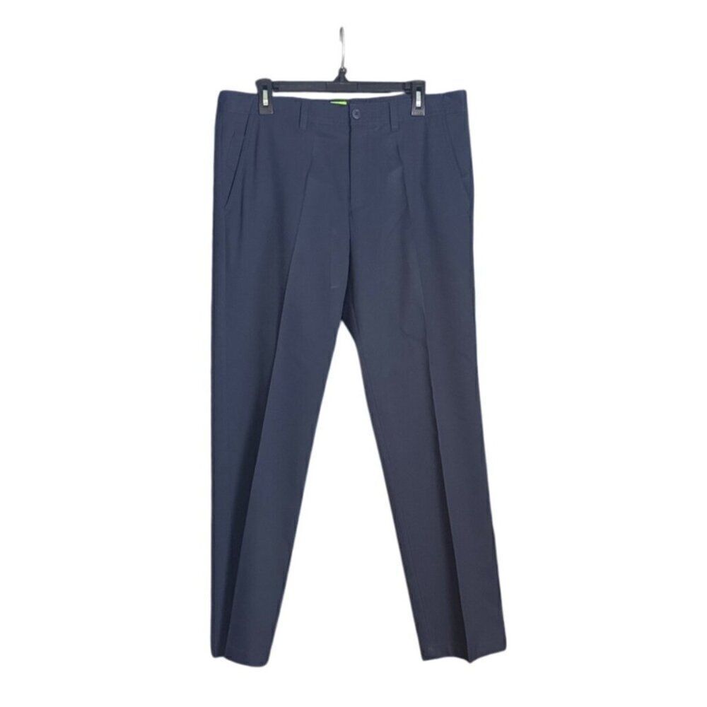 Hugo Boss Mens Slim Fit Navy Trousers Size 36/30  polyester